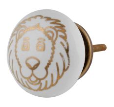 Golden Lion Pattern Ceramic Cabinet Knobs